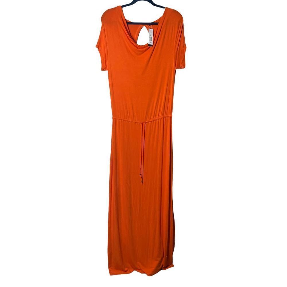 Zingara Orange Maxi Dress Cover Up with Back Cut Out NWT